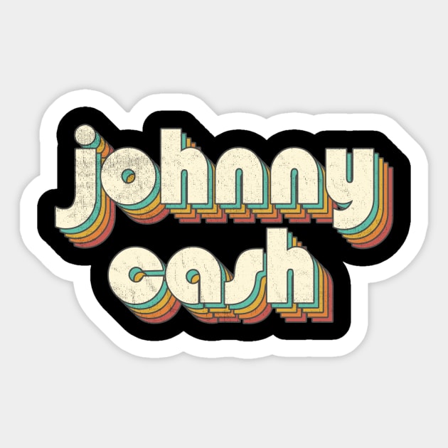 Retro Vintage Rainbow Johnny Letters Distressed Style Sticker by Cables Skull Design